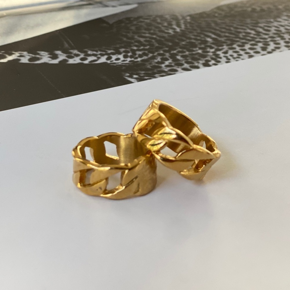 Gold Stainless Steel Cuban Link Rings